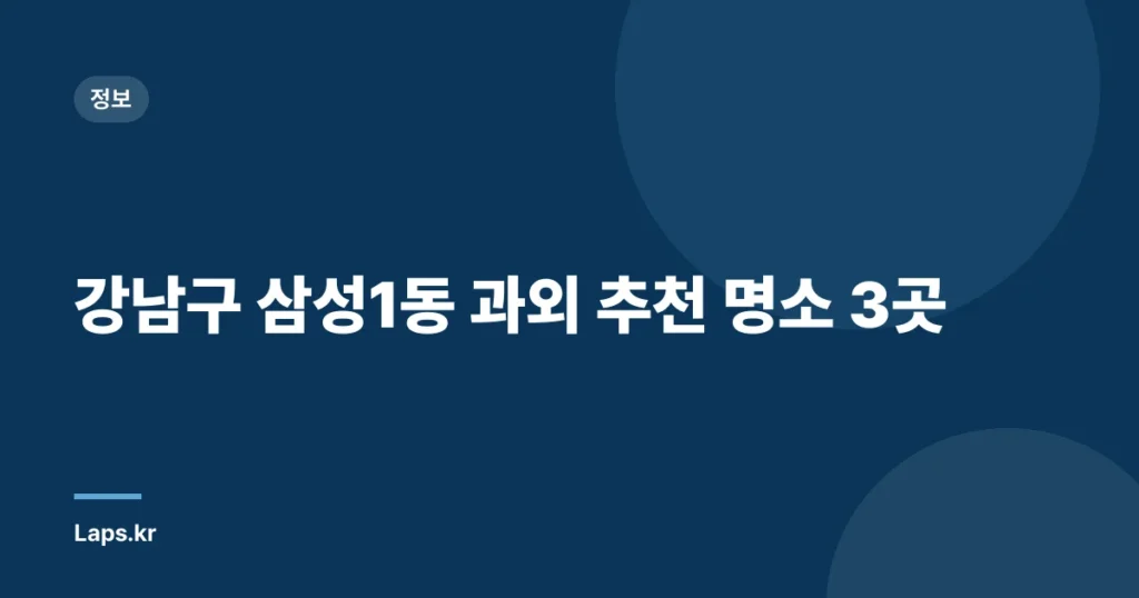강남구 삼성1동 과외 추천 명소 3곳
