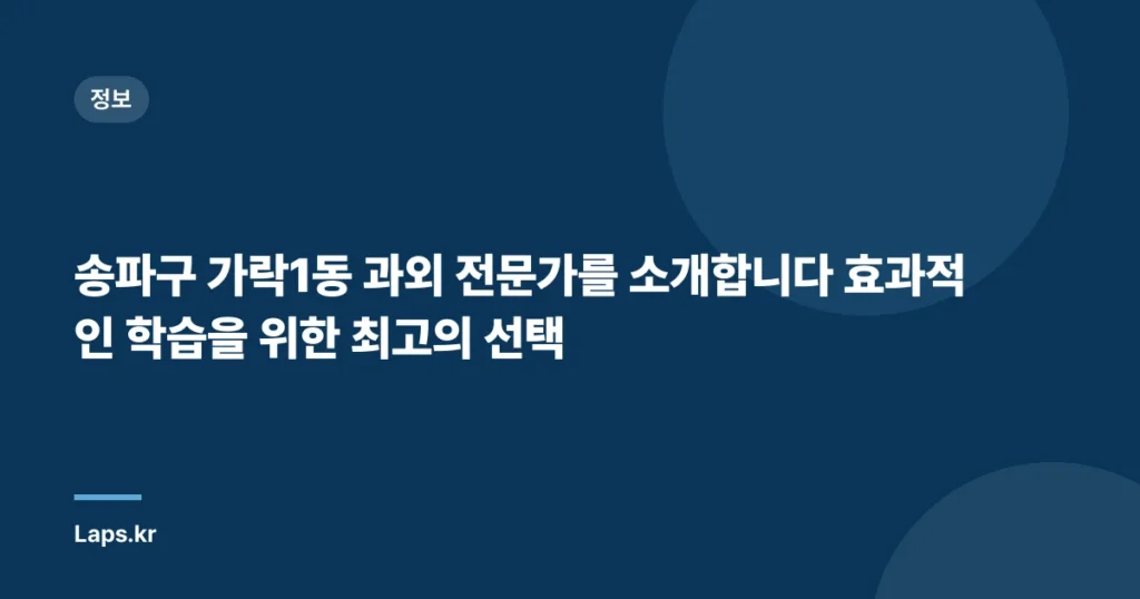 송파구 가락1동 과외 전문가를 소개합니다 효과적인 학습을 위한 최고의 선택