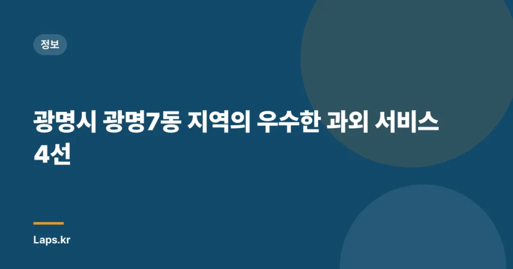 광명시 광명7동 지역의 우수한 과외 서비스 4선