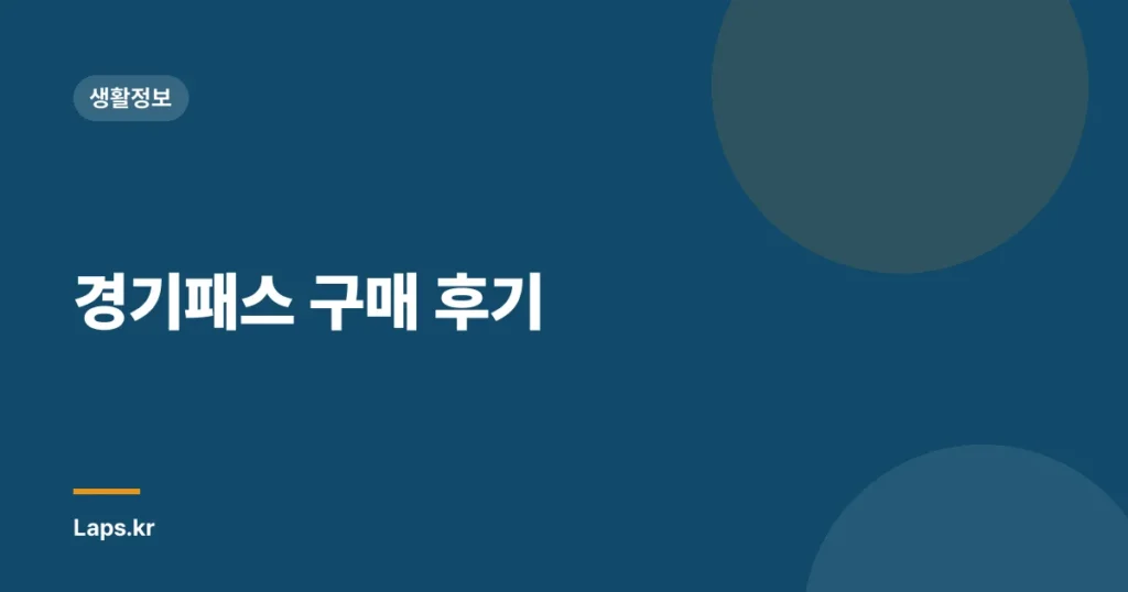 경기패스 구매 후기