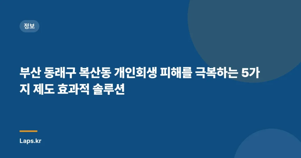 부산 동래구 복산동 개인회생 피해를 극복하는 5가지 제도 효과적 솔루션