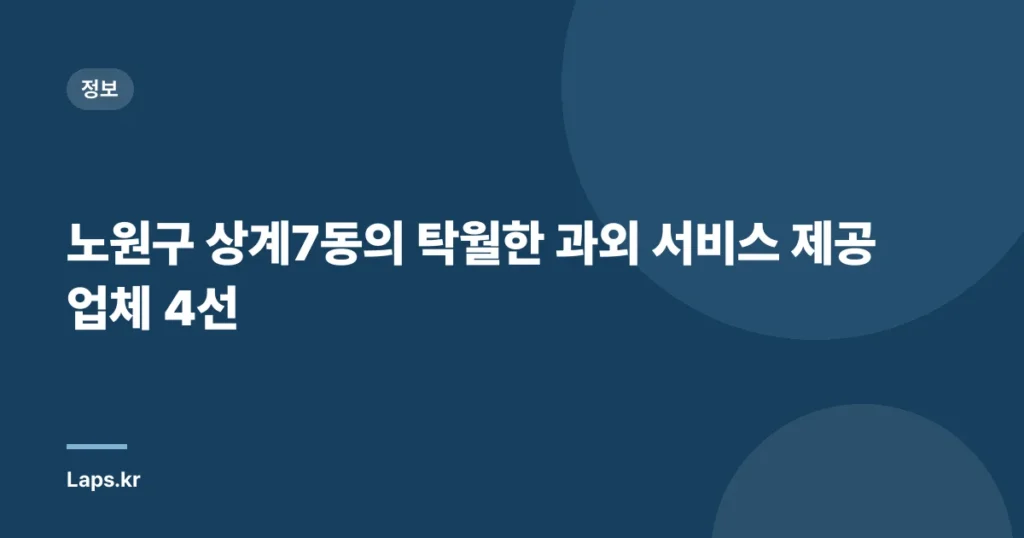 노원구 상계7동의 탁월한 과외 서비스 제공업체 4선