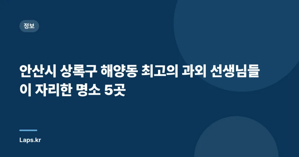 안산시 상록구 해양동 최고의 과외 선생님들이 자리한 명소 5곳