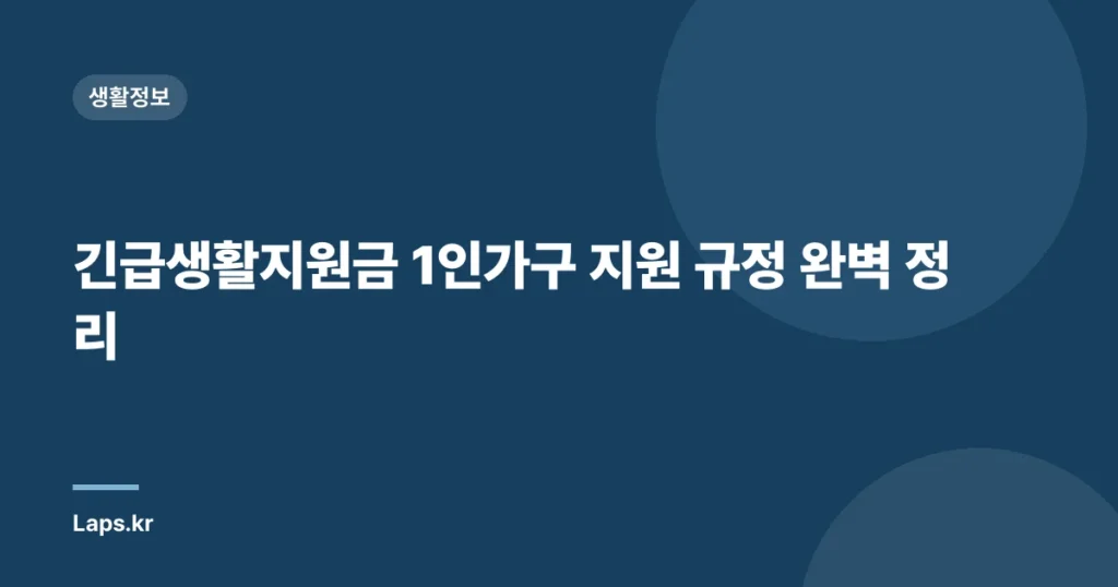 긴급생활지원금 1인가구 지원 규정 완벽 정리