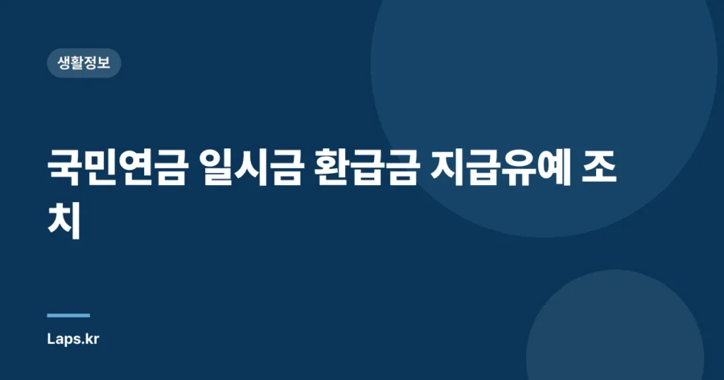 국민연금 일시금 환급금 지급유예 조치
