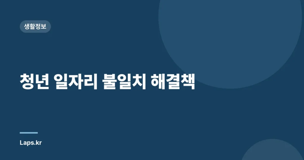 청년 일자리 불일치 해결책