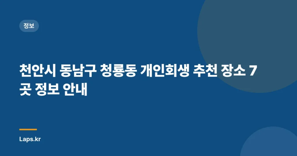 천안시 동남구 청룡동 개인회생 추천 장소 7곳 정보 안내