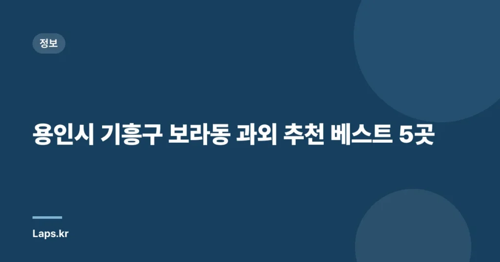 용인시 기흥구 보라동 과외 추천 베스트 5곳