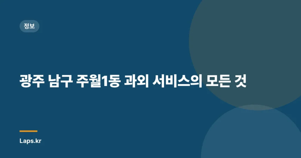 광주 남구 주월1동 과외 서비스의 모든 것