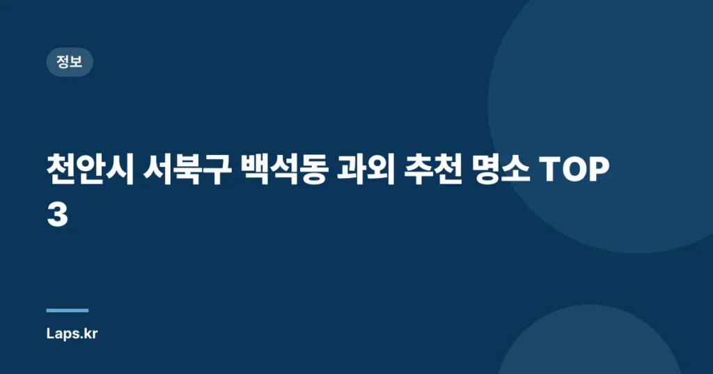 천안시 서북구 백석동 과외 추천 명소 TOP 3