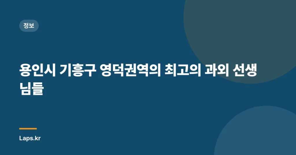 용인시 기흥구 영덕권역의 최고의 과외 선생님들