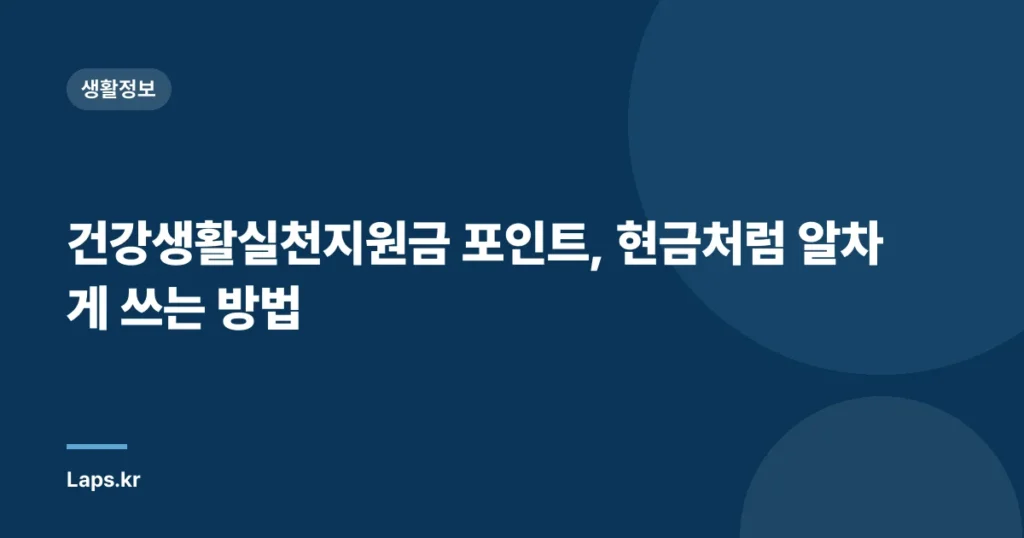 건강생활실천지원금 포인트, 현금처럼 알차게 쓰는 방법