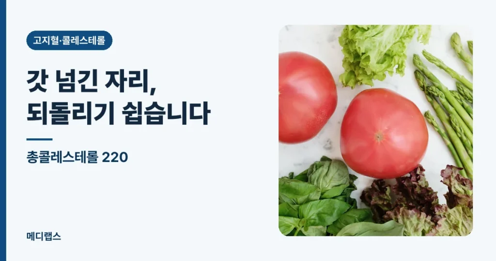 총콜레스테롤 220 — 갓 넘긴 자리, 되돌리기 가장 쉽습니다